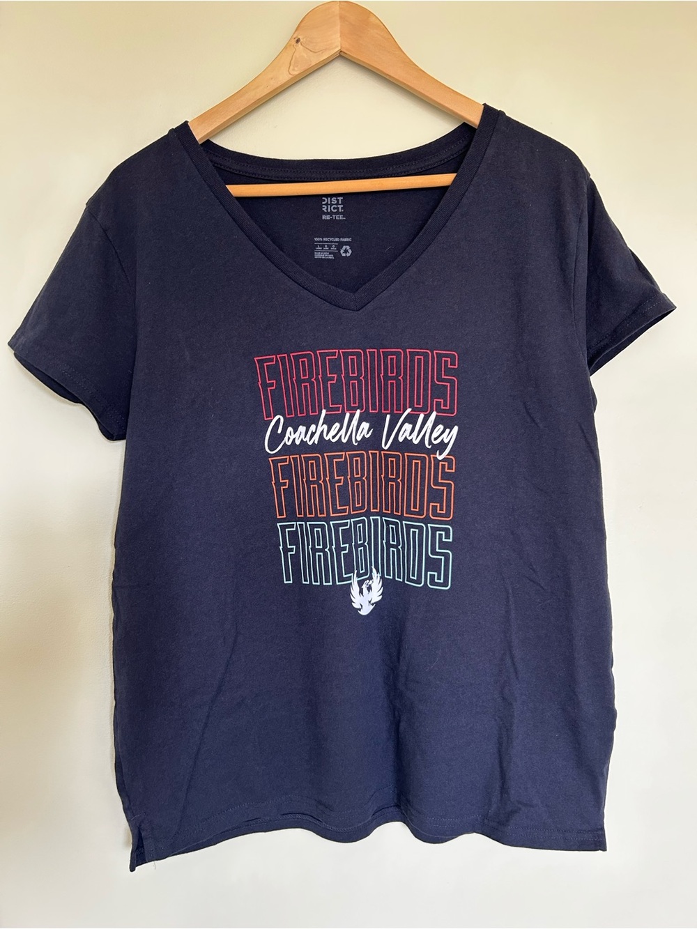 Women’s Coachella Valley Firebirds V-Neck Navy Blue Tee Size XL